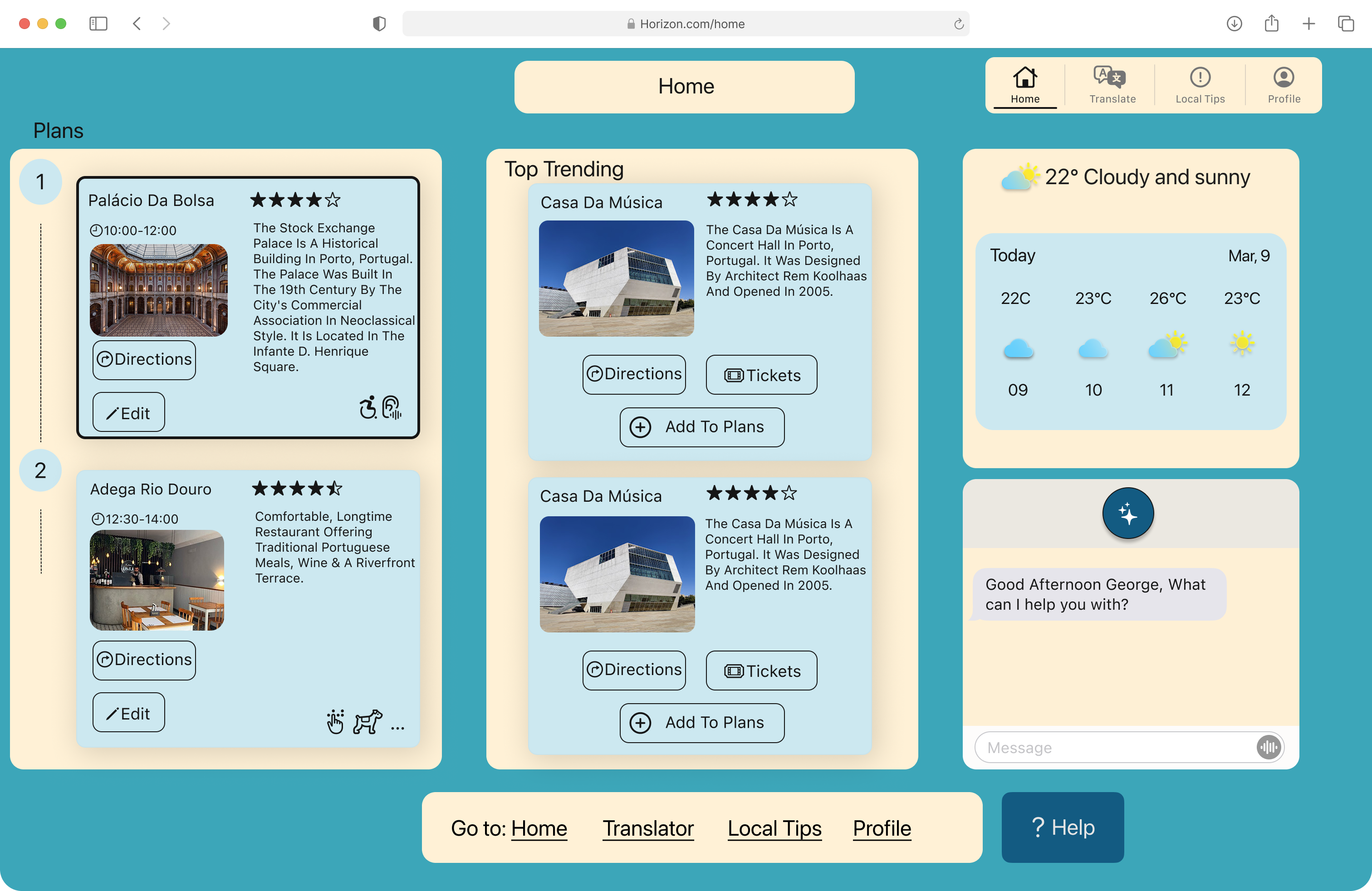 Horizon multiplatform screens - view one